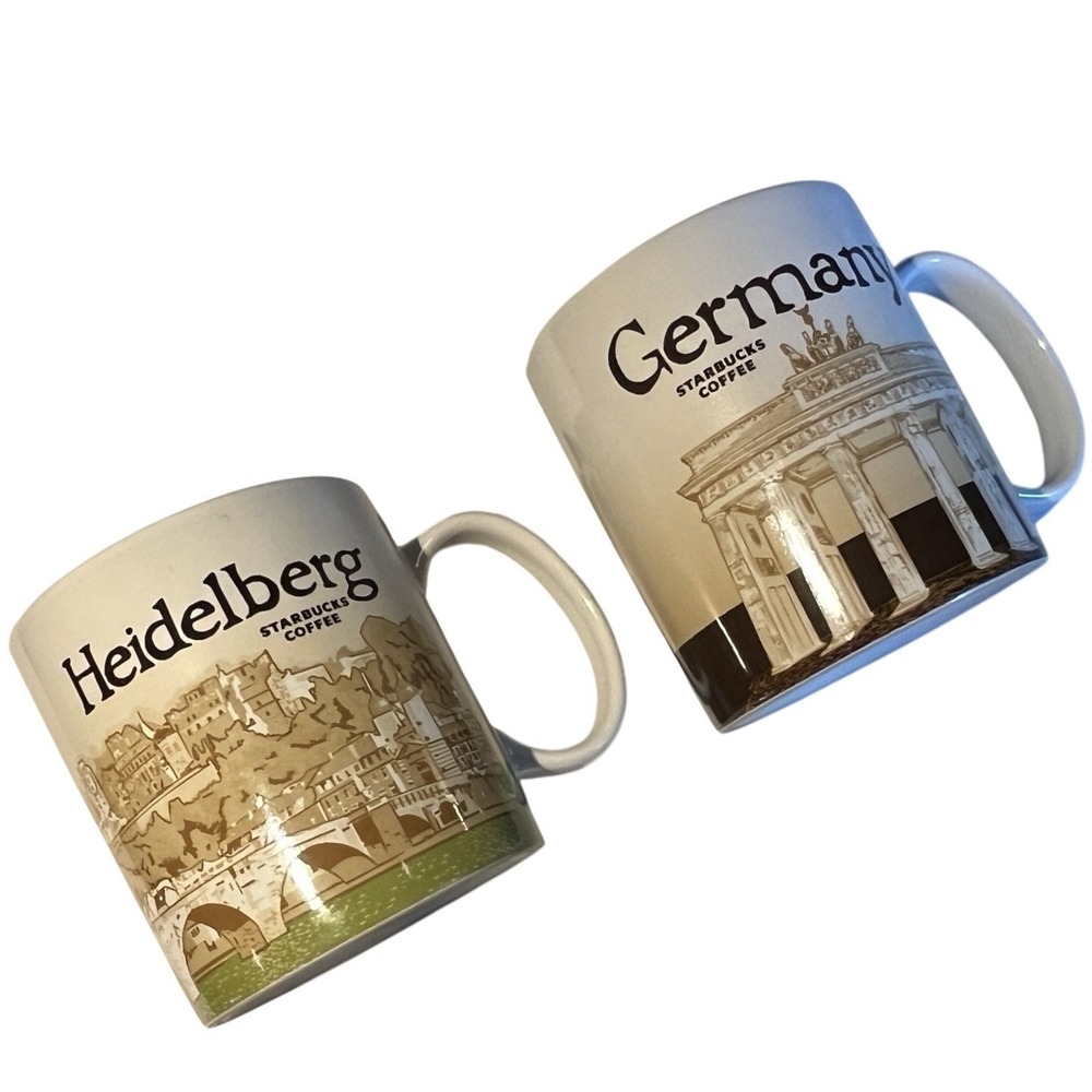 2 Starbucks Mugs Germany & Heidelberg Coffee Cups 16 oz Global Icon  Collection